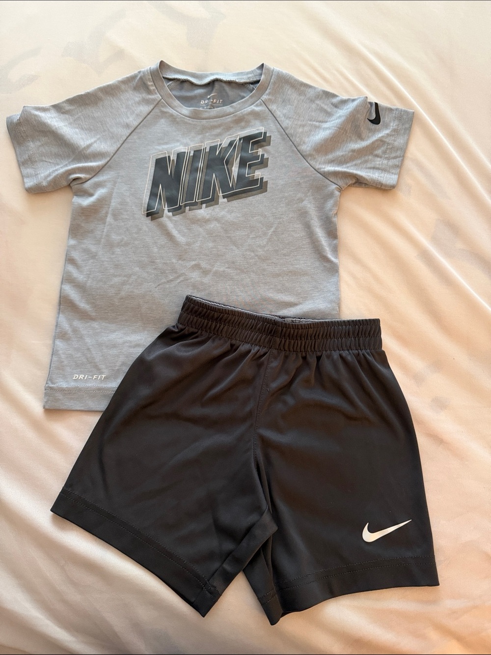 Nike Gray Dri-FIT Tee with Black Athletic Shorts